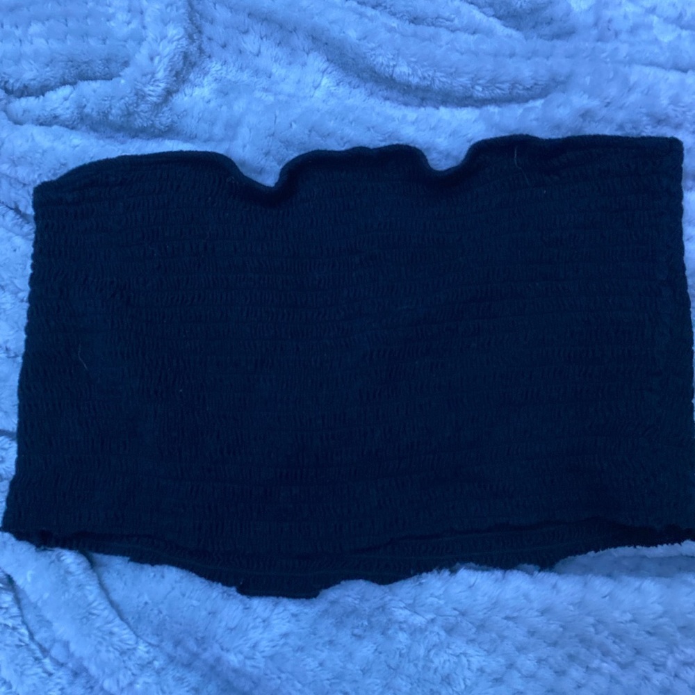 black ruffle tube top